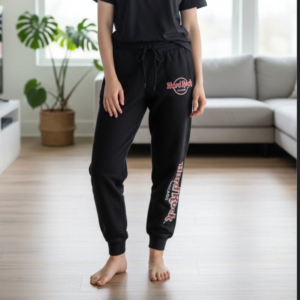 Hard Rock women's black jogger sweat pants. Size Small.